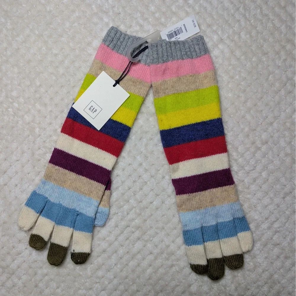 GAP Kids Rainbow Stripe Touchscreen Knit‎ Gloves NWT